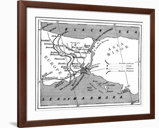 A Map Showing the Positions of Russian and Turkish Lines Outside Constantinople, 1900-null-Framed Giclee Print