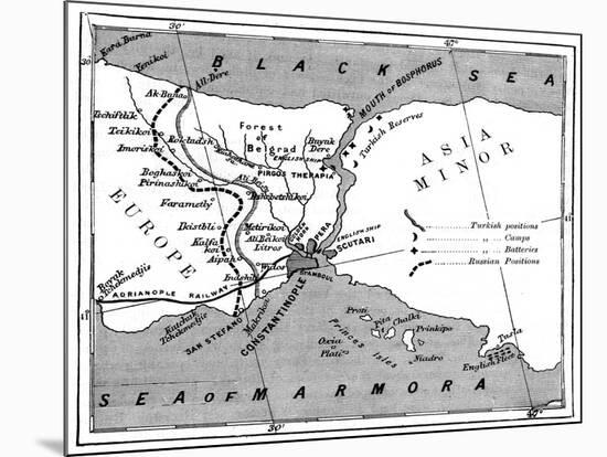 A Map Showing the Positions of Russian and Turkish Lines Outside Constantinople, 1900-null-Mounted Giclee Print