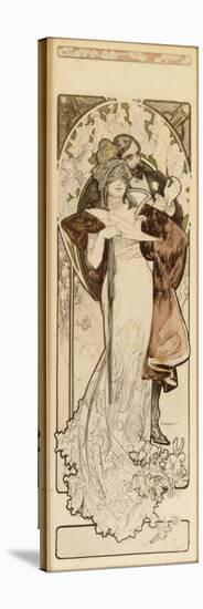 A Maquette for the Lithograph 'Programme 27 Octobre 1900', C. 1900 (Pencil, Ink, W/C)-Alphonse Mucha-Stretched Canvas