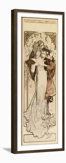 A Maquette for the Lithograph 'Programme 27 Octobre 1900', C. 1900 (Pencil, Ink, W/C)-Alphonse Mucha-Framed Premium Giclee Print