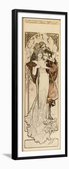 A Maquette for the Lithograph 'Programme 27 Octobre 1900', C. 1900 (Pencil, Ink, W/C)-Alphonse Mucha-Framed Premium Giclee Print