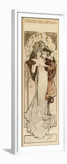 A Maquette for the Lithograph 'Programme 27 Octobre 1900', C. 1900 (Pencil, Ink, W/C)-Alphonse Mucha-Framed Premium Giclee Print