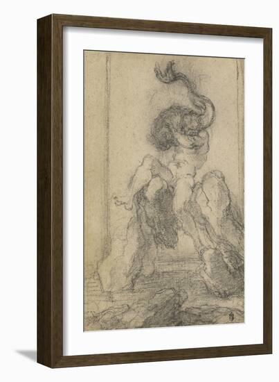 A Marine God with a Dolphin, 1652-3-Gian Lorenzo Bernini-Framed Giclee Print