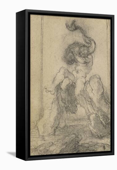 A Marine God with a Dolphin, 1652-3-Gian Lorenzo Bernini-Framed Stretched Canvas