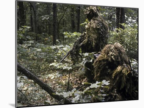 A Marine Sniper Team Wearing Camouflage Ghillie Suits-Stocktrek Images-Mounted Photographic Print