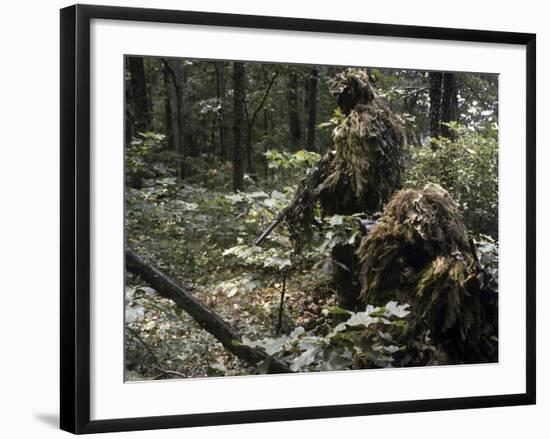 A Marine Sniper Team Wearing Camouflage Ghillie Suits-Stocktrek Images-Framed Photographic Print