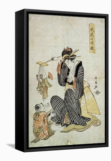 A Marionette Play' (From the Series 'Children's Amusement), C1806-C1823-Katsukawa Shunsen-Framed Stretched Canvas