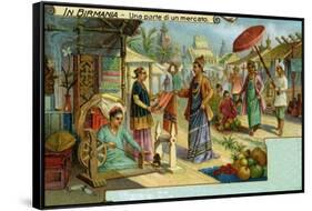 A Market in Burma-null-Framed Stretched Canvas