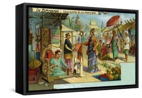 A Market in Burma-null-Framed Stretched Canvas