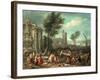 A Market Scene with Many Figures-Elisabeth Seldron-Framed Giclee Print