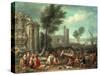 A Market Scene with Many Figures-Elisabeth Seldron-Stretched Canvas
