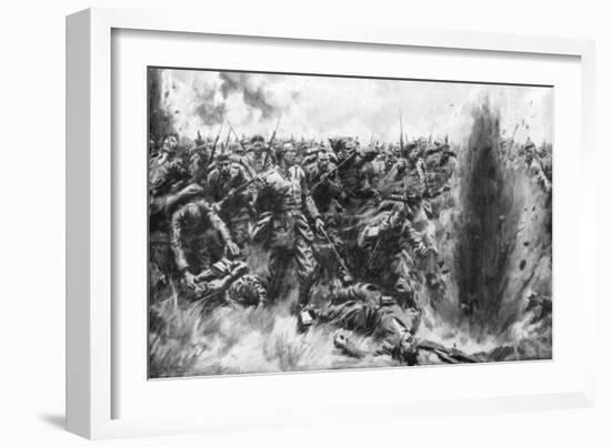 A Massive German Attack on the British Front, World War I, 1914-Arthur C Michael-Framed Giclee Print