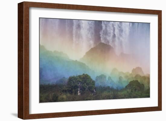 A Massive Rainbow Descends over Iguazu Falls-Alex Saberi-Framed Photographic Print