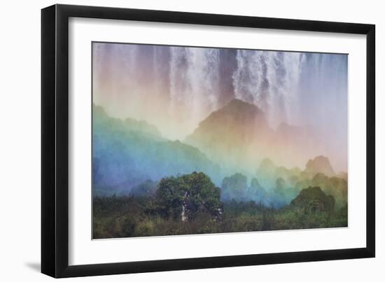 A Massive Rainbow Descends over Iguazu Falls-Alex Saberi-Framed Photographic Print