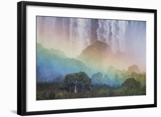 A Massive Rainbow Descends over Iguazu Falls-Alex Saberi-Framed Photographic Print