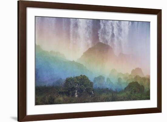 A Massive Rainbow Descends over Iguazu Falls-Alex Saberi-Framed Photographic Print