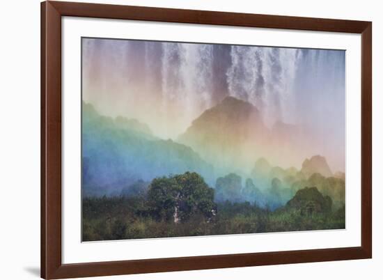 A Massive Rainbow Descends over Iguazu Falls-Alex Saberi-Framed Photographic Print