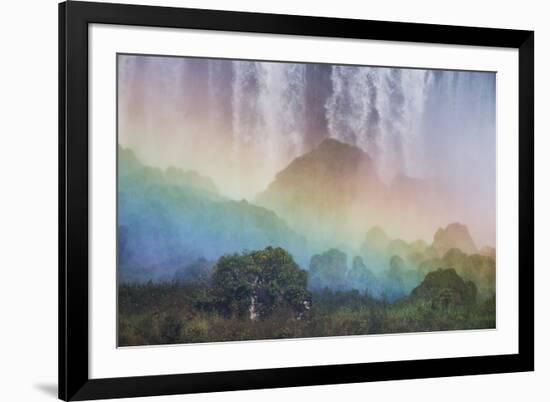 A Massive Rainbow Descends over Iguazu Falls-Alex Saberi-Framed Photographic Print