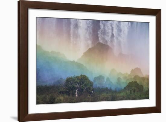 A Massive Rainbow Descends over Iguazu Falls-Alex Saberi-Framed Photographic Print