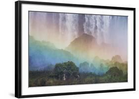 A Massive Rainbow Descends over Iguazu Falls-Alex Saberi-Framed Photographic Print