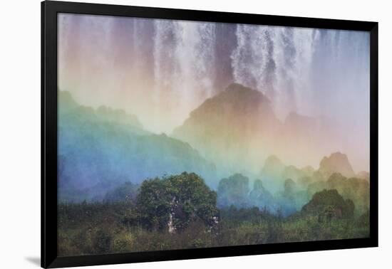 A Massive Rainbow Descends over Iguazu Falls-Alex Saberi-Framed Photographic Print