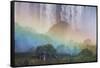 A Massive Rainbow Descends over Iguazu Falls-Alex Saberi-Framed Stretched Canvas