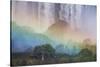 A Massive Rainbow Descends over Iguazu Falls-Alex Saberi-Stretched Canvas