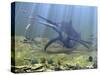 A Massive Shonisaurus Attempts to Make a Meal of a School of Squid-Like Belemnites-Stocktrek Images-Stretched Canvas
