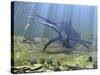 A Massive Shonisaurus Attempts to Make a Meal of a School of Squid-Like Belemnites-Stocktrek Images-Stretched Canvas