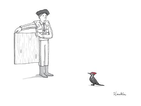 A matador provokes a red-headed woodpecker. - New Yorker Cartoon' Premium  Giclee Print 