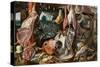 A Meat Stall with the Holy Family Giving Alms, 1551-Pieter Aertsen-Stretched Canvas