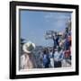 A Mechanic Holding Up a Sign, French Grand Prix, Le Mans, France, 1967-null-Framed Photographic Print