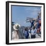 A Mechanic Holding Up a Sign, French Grand Prix, Le Mans, France, 1967-null-Framed Photographic Print