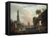 A Mediterranean Coastal Landscape at Sunset-Claude Joseph Vernet-Framed Stretched Canvas