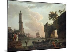 A Mediterranean Coastal Landscape at Sunset-Claude Joseph Vernet-Mounted Giclee Print