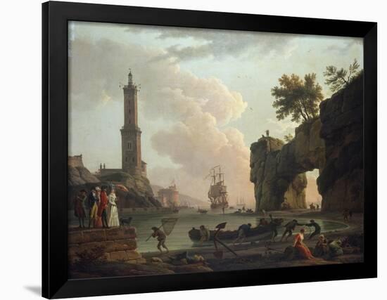 A Mediterranean Coastal Landscape at Sunset-Claude Joseph Vernet-Framed Giclee Print