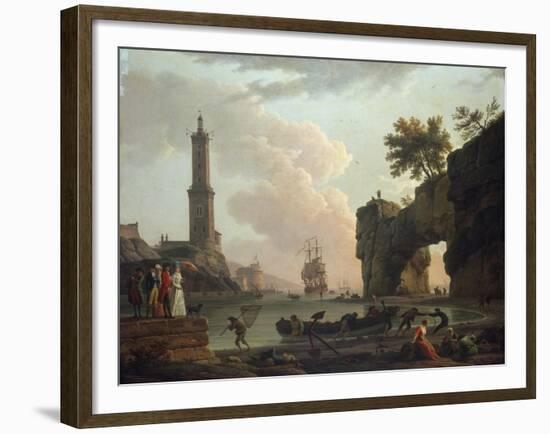 A Mediterranean Coastal Landscape at Sunset-Claude Joseph Vernet-Framed Giclee Print