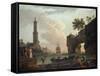 A Mediterranean Coastal Landscape at Sunset-Claude Joseph Vernet-Framed Stretched Canvas