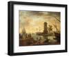 A Mediterranean Harbour Scene at Sunset-Claude Joseph Vernet-Framed Giclee Print