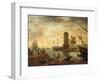 A Mediterranean Harbour Scene at Sunset-Claude Joseph Vernet-Framed Giclee Print