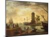 A Mediterranean Harbour Scene at Sunset-Claude Joseph Vernet-Mounted Giclee Print