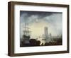 A Mediterranean Harbour Scene: Morning, 1745-Claude Joseph Vernet-Framed Giclee Print