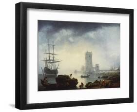 A Mediterranean Harbour Scene: Morning, 1745-Claude Joseph Vernet-Framed Giclee Print