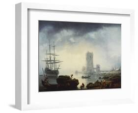 A Mediterranean Harbour Scene: Morning, 1745-Claude Joseph Vernet-Framed Giclee Print