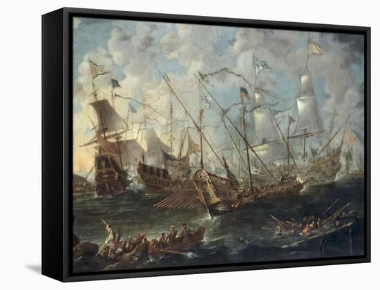 A Mediterranean Naval Battle-Kaspar van Eyck-Framed Stretched Canvas