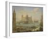 A Mediterranean Port with Men O' War (Oil on Copper)-Charles Laurent Grevenbroeck-Framed Giclee Print