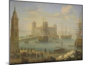 A Mediterranean Port with Men O' War (Oil on Copper)-Charles Laurent Grevenbroeck-Mounted Giclee Print