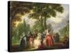 A Meeting in the Park-Francois Louis Joseph Watteau-Stretched Canvas