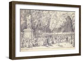 A Meeting in the Tuileries Gardens around a Statue, 1760 (Pair to 1163179)-Gabriel De Saint-aubin-Framed Giclee Print