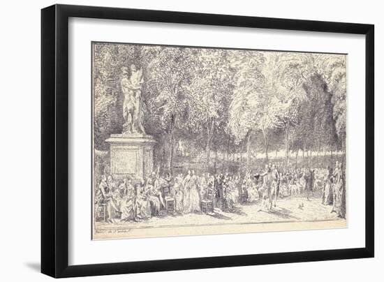 A Meeting in the Tuileries Gardens around a Statue, 1760 (Pair to 1163179)-Gabriel De Saint-aubin-Framed Giclee Print